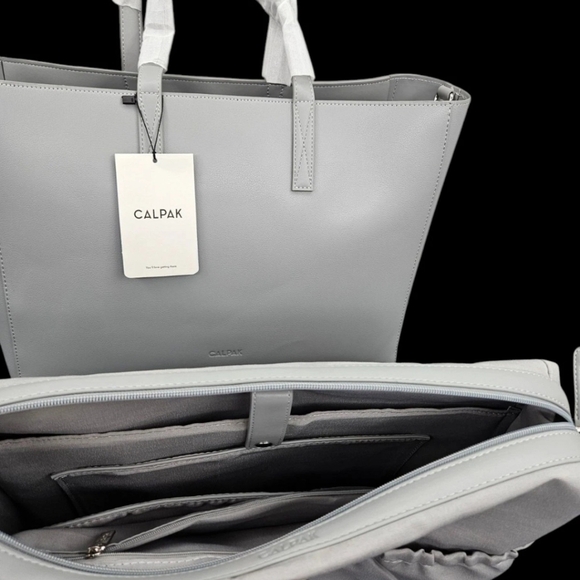 NWT Calpak Haven Removable Laptop Sleeve Laptop Tote Bag In Smoke - Picture 4 of 5